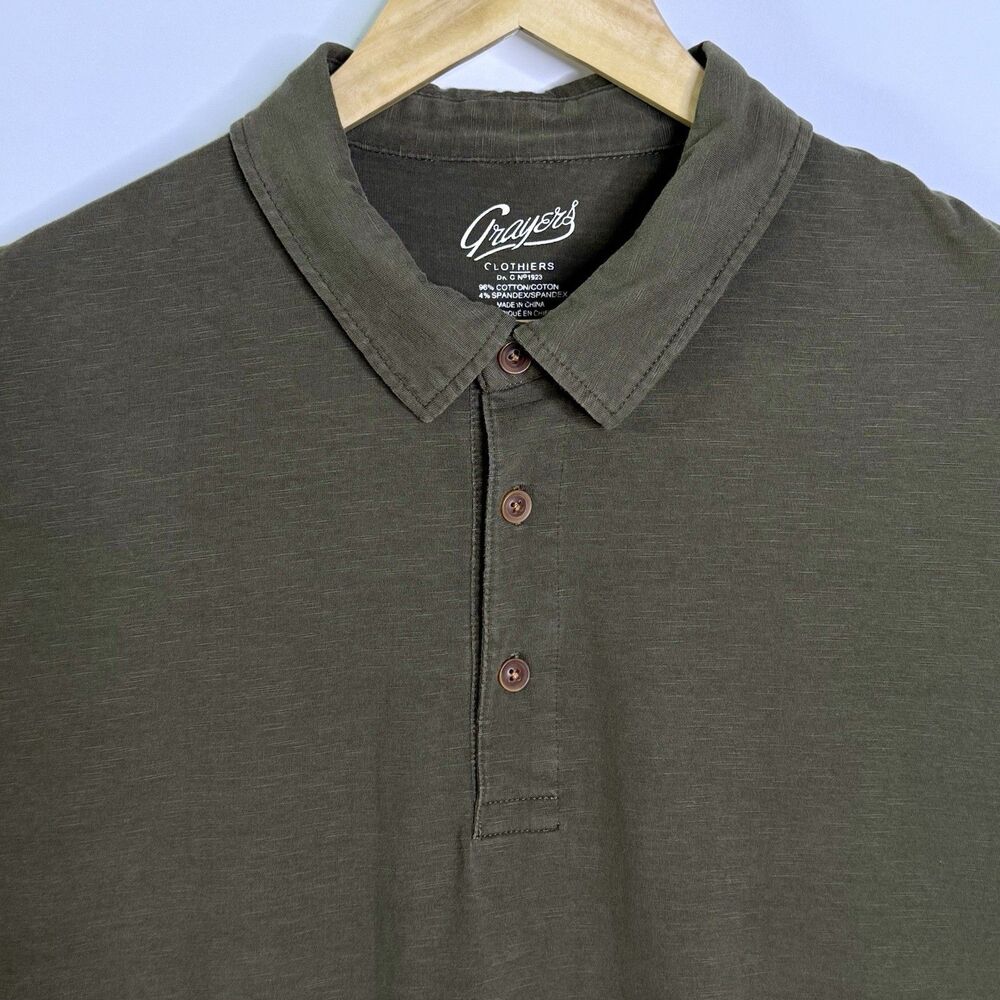 GRAYERS Polo Short Sleeve Shirt Men's XL Olive Green Logo Casual Golf Preppy